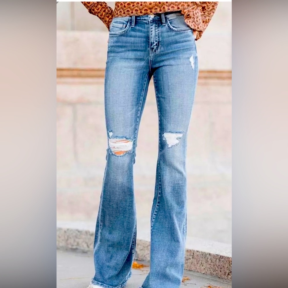 Buckle Bridge By Gly High Rise Flare Denim Jean size 34